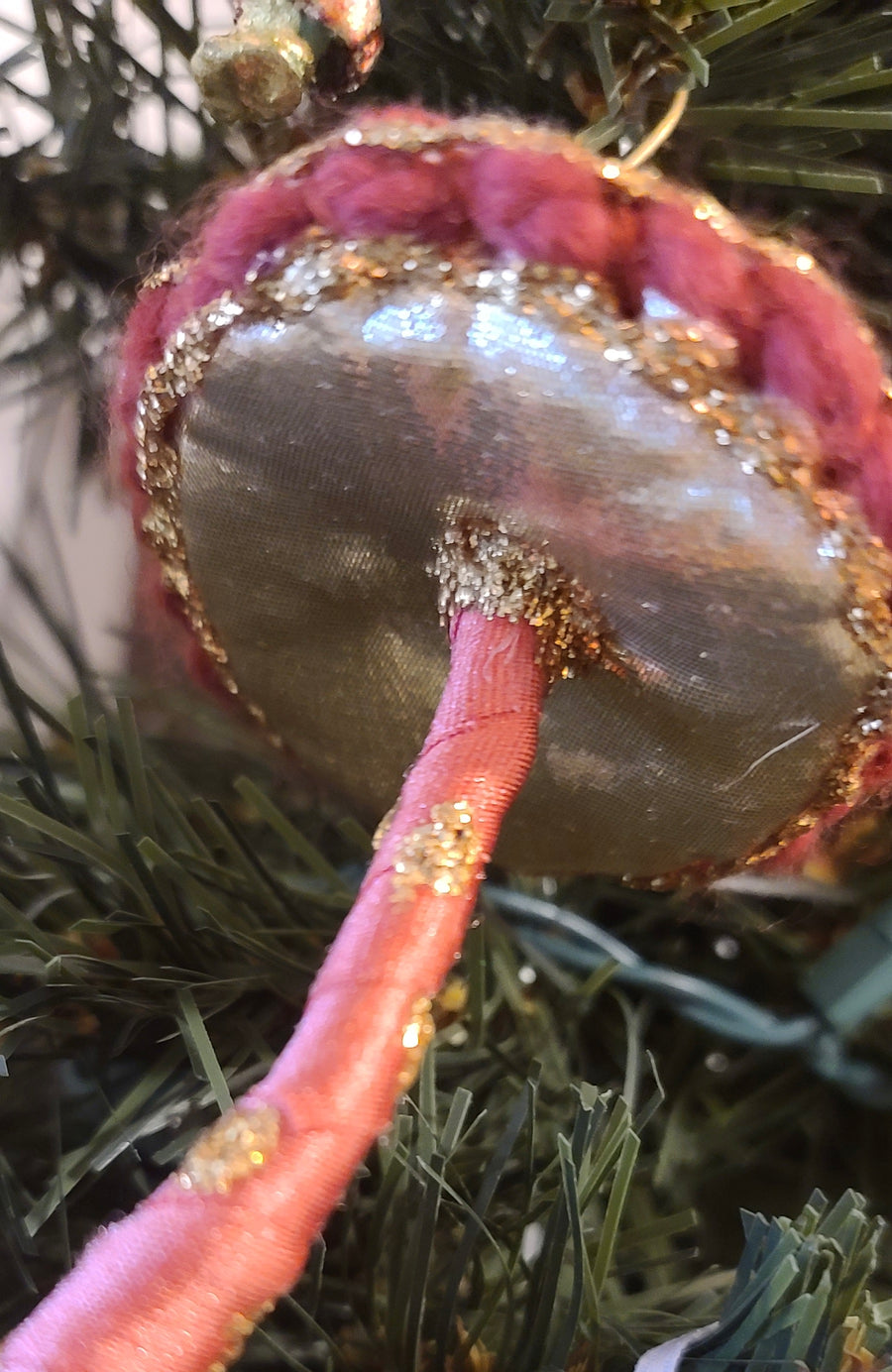 Glitter Mushroom Ornament - Pink