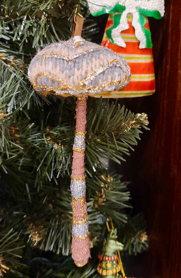 Glitter Mushroom Ornament - light pink