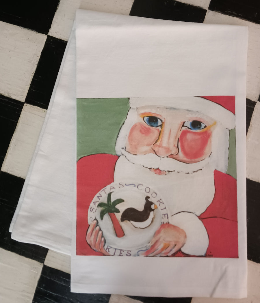 NANCY THOMAS KITCHEN TEA TOWELS - Santa Sugar Cookies