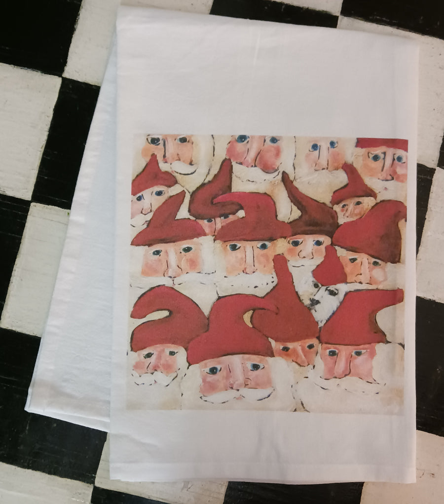 NANCY THOMAS KITCHEN TEA TOWELS - All Santas, All the Time