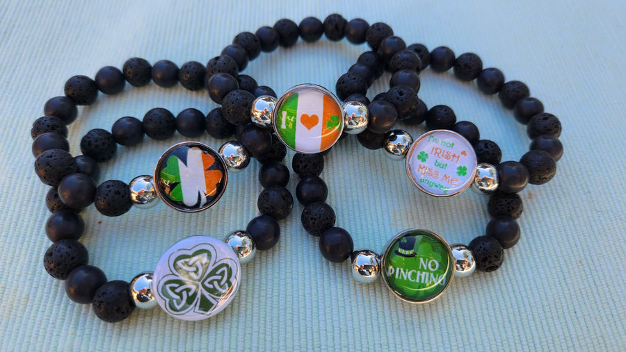 Saint Patricks Day Irish Flag Clover Snap for Snap Bracelet (Glass Dome)