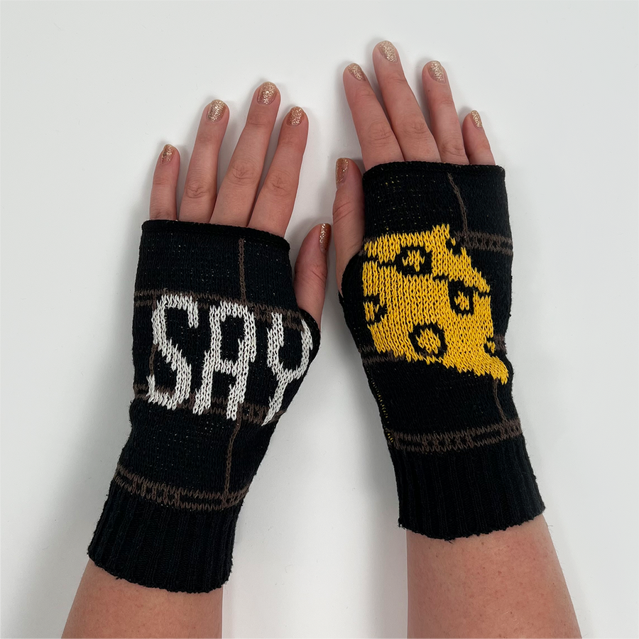 Recycled Cotton Hand Warmer Fingerless Gloves- Say Cheese