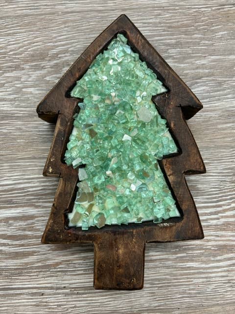 Summer Pine Tree Soy Candle Bowl: Green glass
