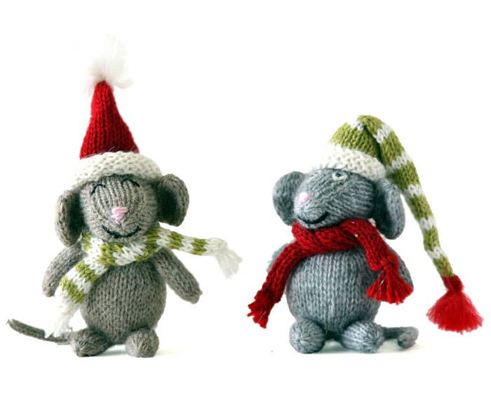 Hand-knit Mouse Ornament