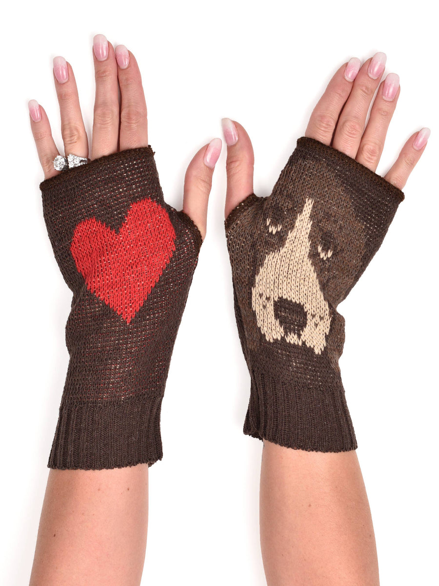 Recycled Cotton Fingerless Gloves - Basset Hound