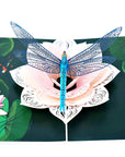 3D Pop-up Card  - Water Lilies, Koi And Dragonfly (First Class Forever stamp included)
