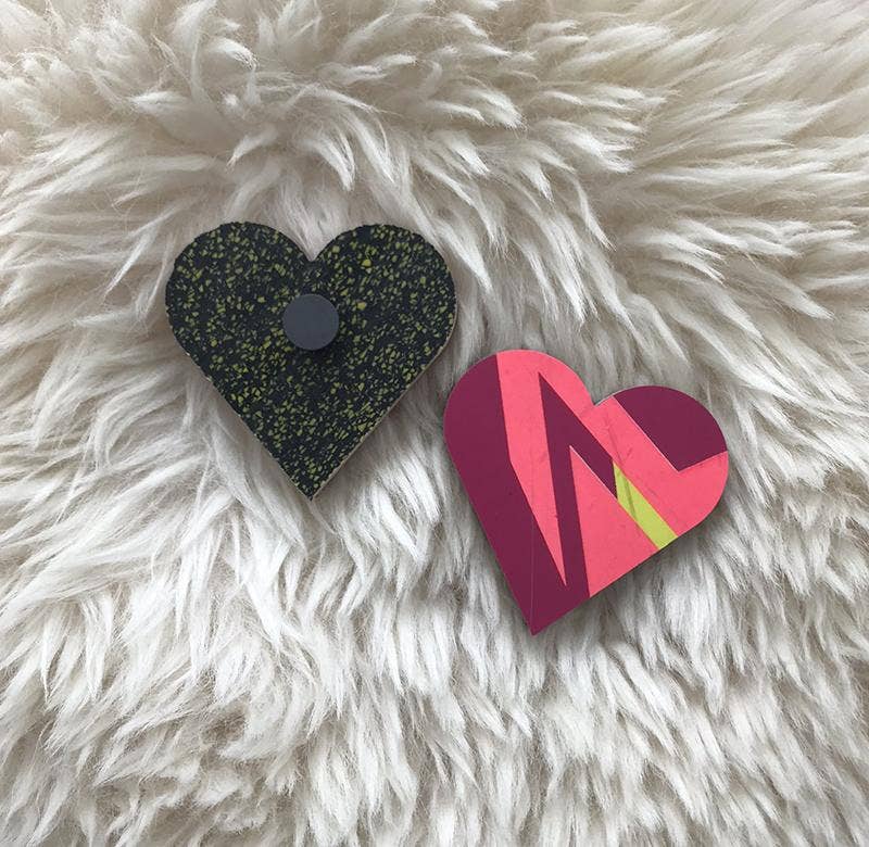 Upcycled Ski Heart Magnets ~ Many colors to choose from