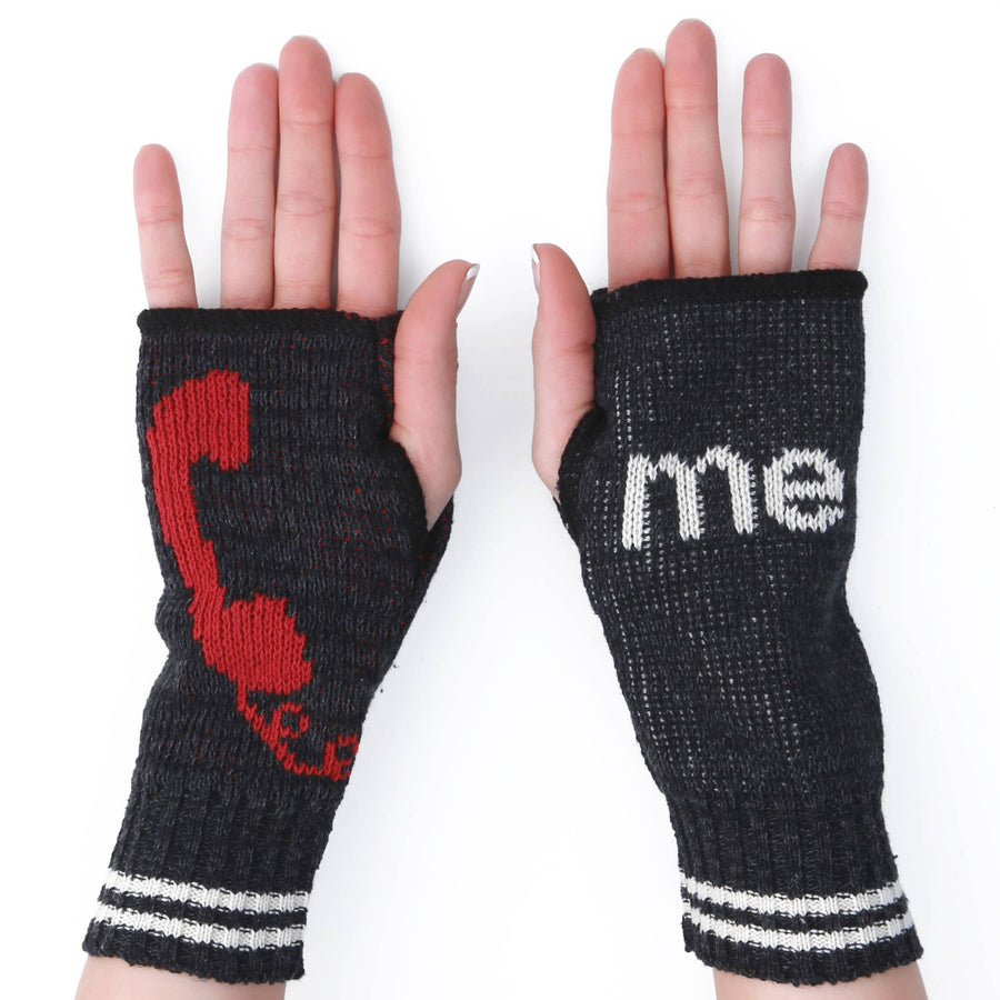 Recycled Cotton Handwarmers Fingerless Gloves - Call Me