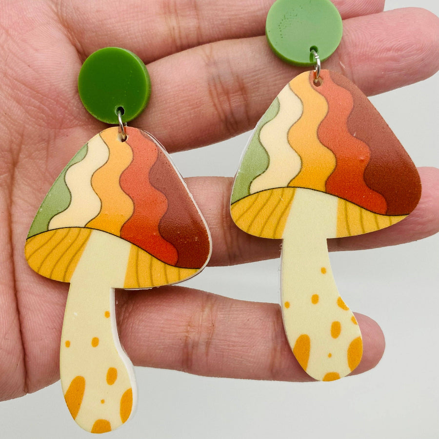 Vintage Mushroom Acrylic Earrings
