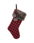 Buffalo Check Faux Fur Trimmed Stocking