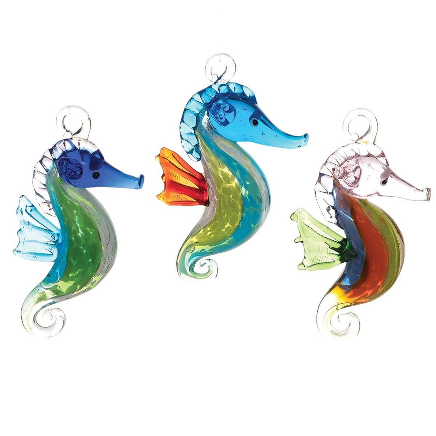 Christmas Festive Seahorse Art Glass Ornament