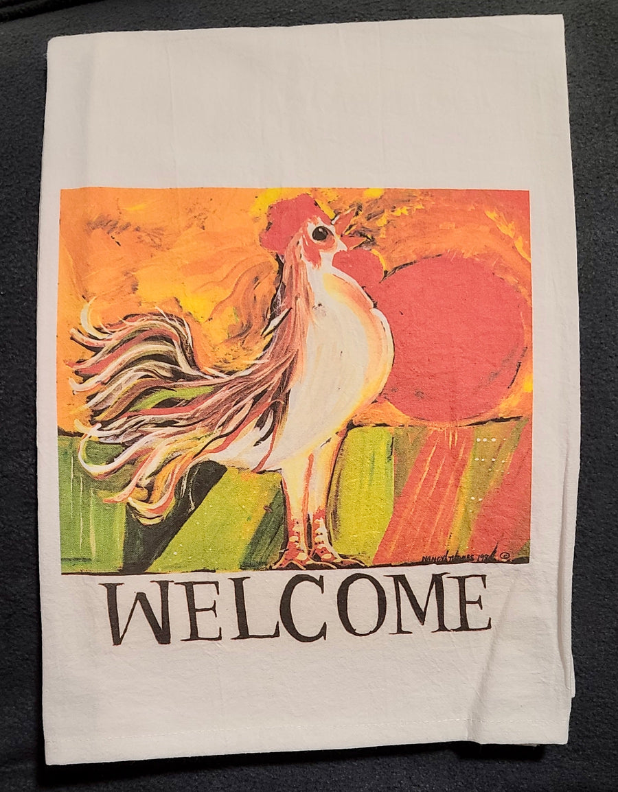 NANCY THOMAS KITCHEN TEA TOWELS - Welcome Rooster