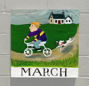 Marvelous Months - March - Children's Series (Bicycle Boy)