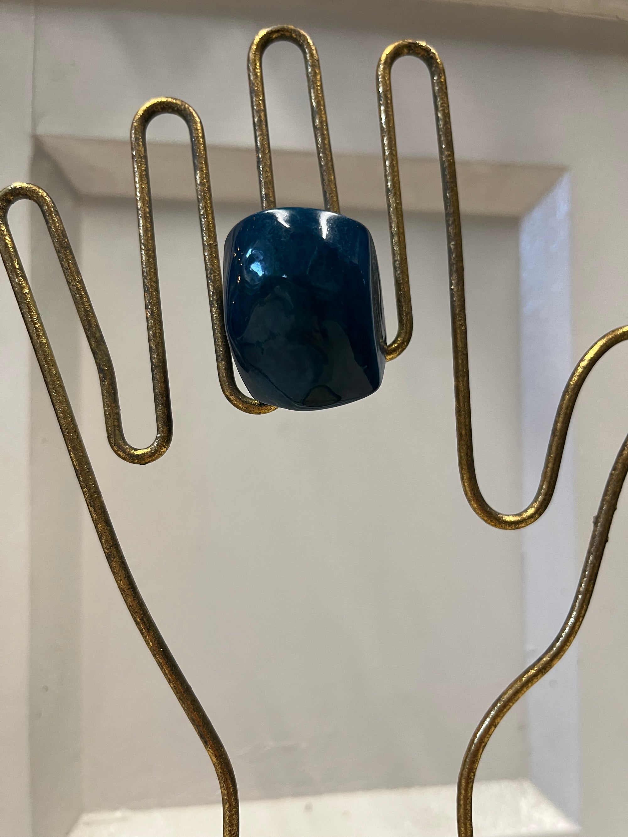 Hand Carved and Painted Tagua Nut Ring - True Blue