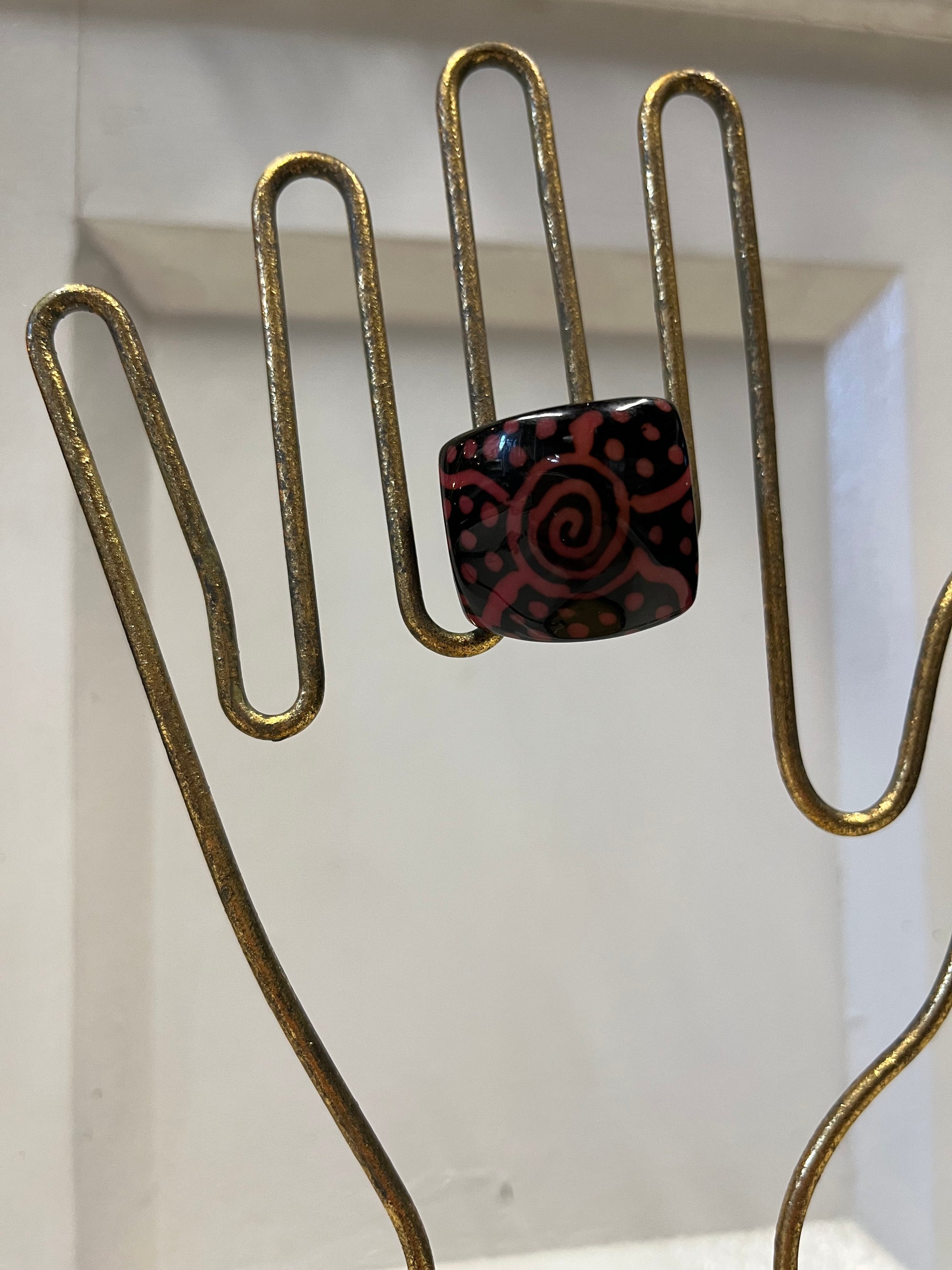 Hand Carved and Painted Tagua Nut Ring - Radiant Red