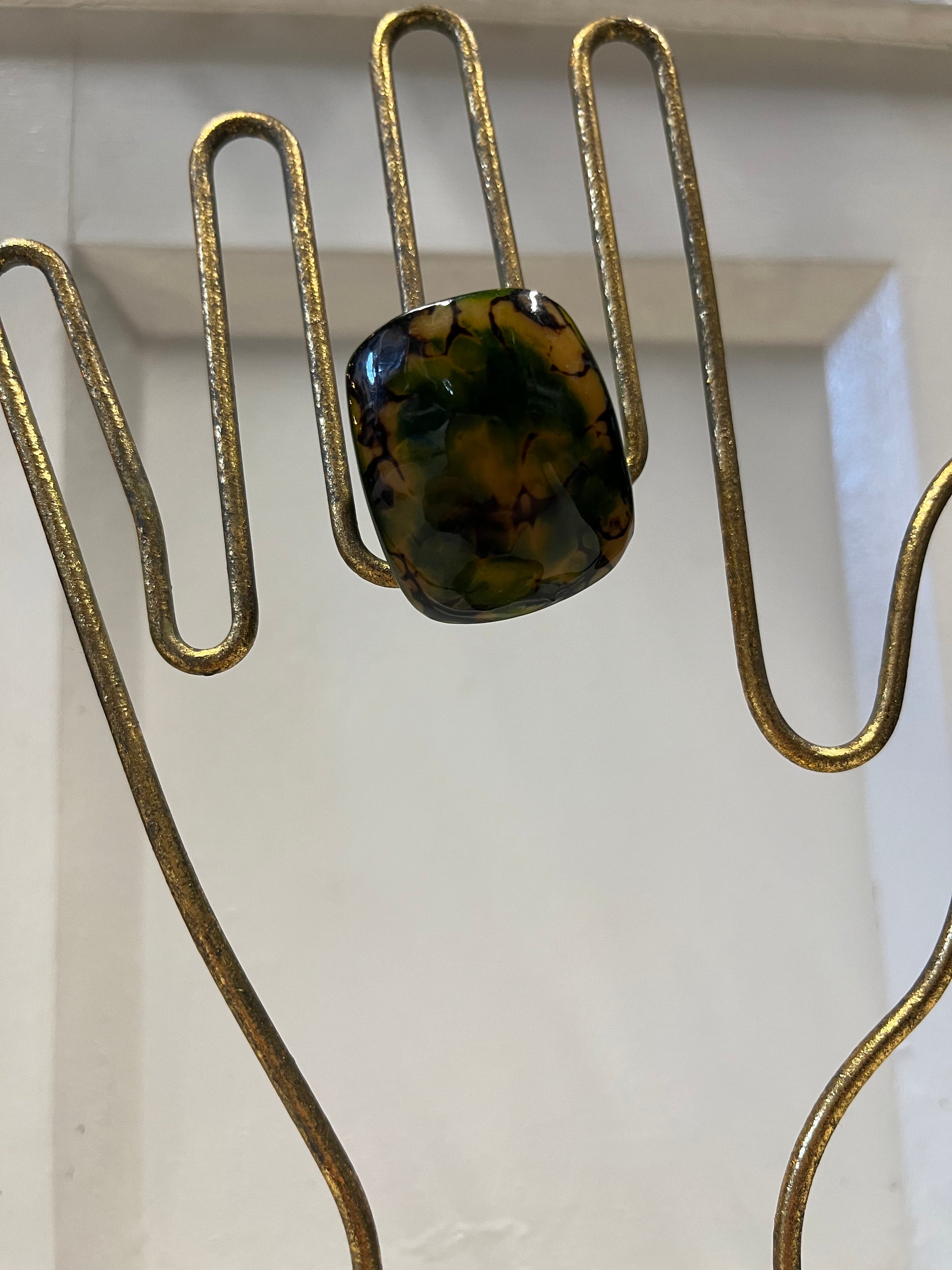 Hand Carved and Painted Tagua Nut Ring - Tortoise