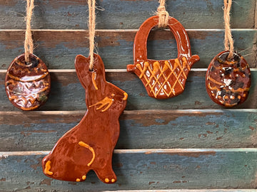 Redware Easter Tree Ornament Set of 4