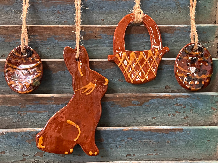 Redware Easter Tree Ornament Set of 4