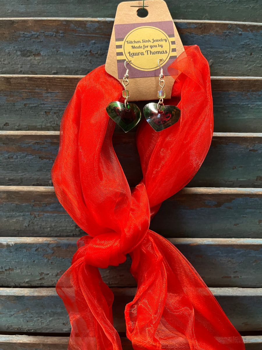 Laura Thomas Watermelon Earrings and Scarf Set