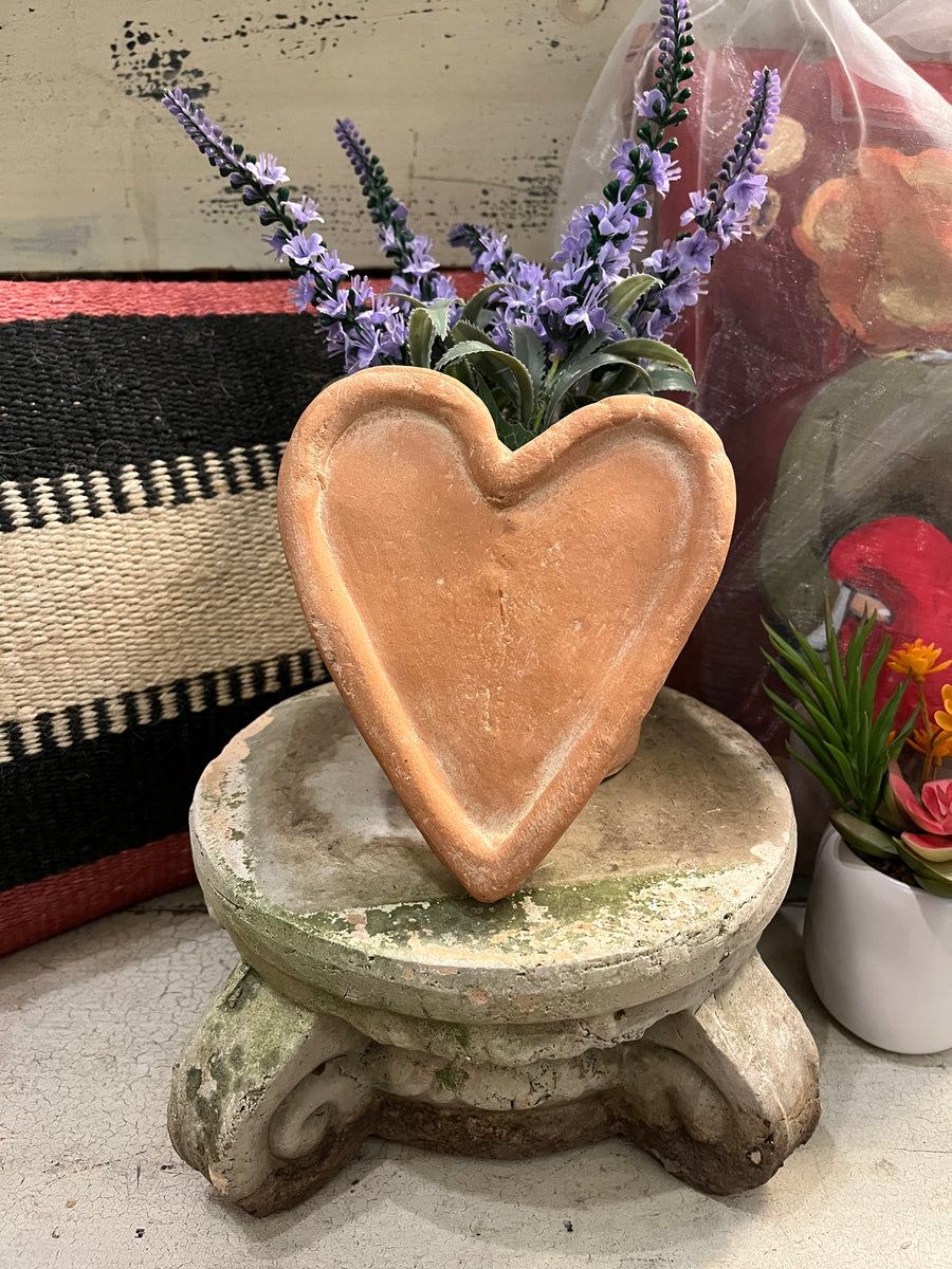 Heart-shaped Clay Flower Vase