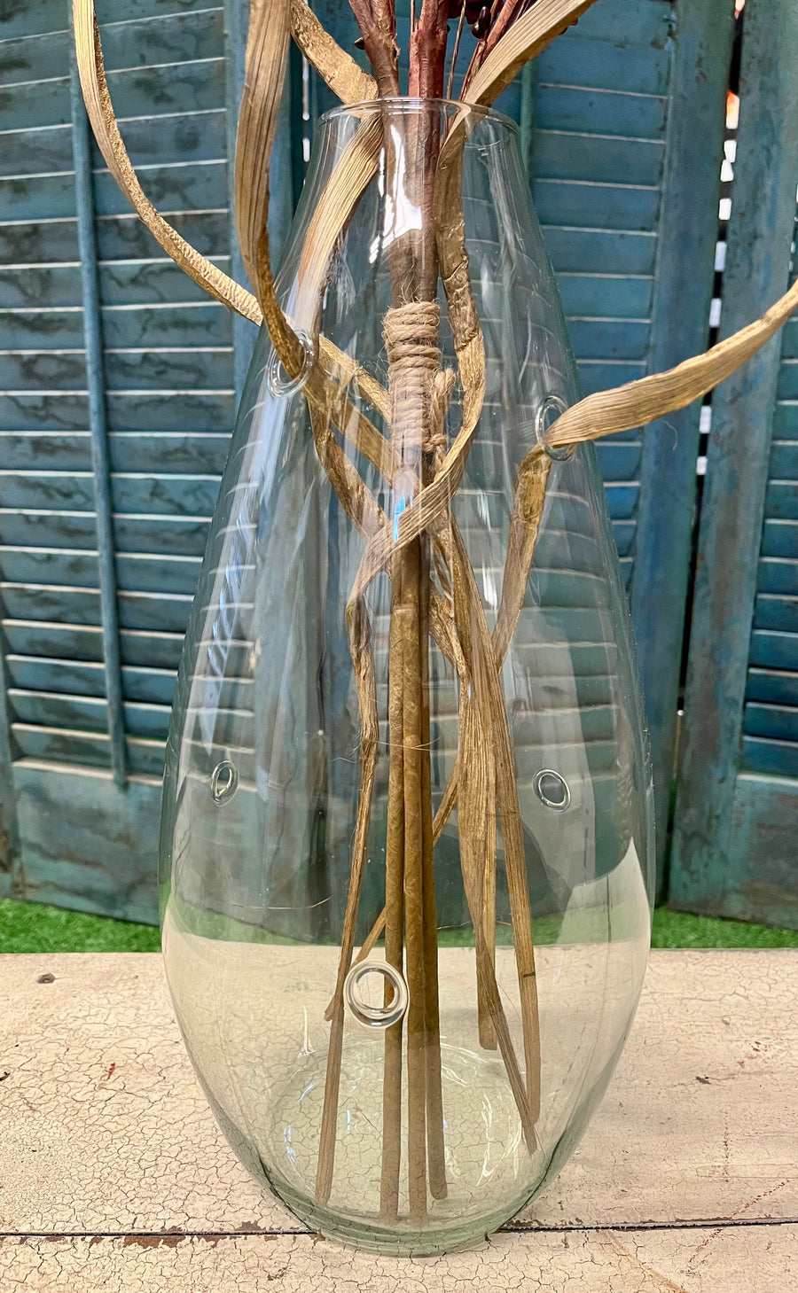 CLEAR TALL VASE WITH STEM HOLES