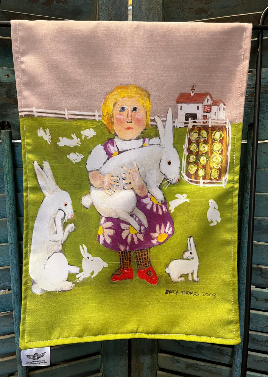 Garden Flags - Rabbits With Girl