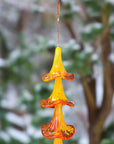 Glass Petunia Wind Chime - Yellow and Orange