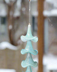 Glass Petunia Wind Chime - Light Blue