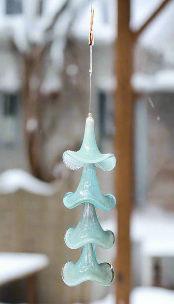 Glass Petunia Wind Chime - Light Blue