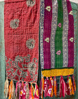 Kantha Fabric Runner with Tassels