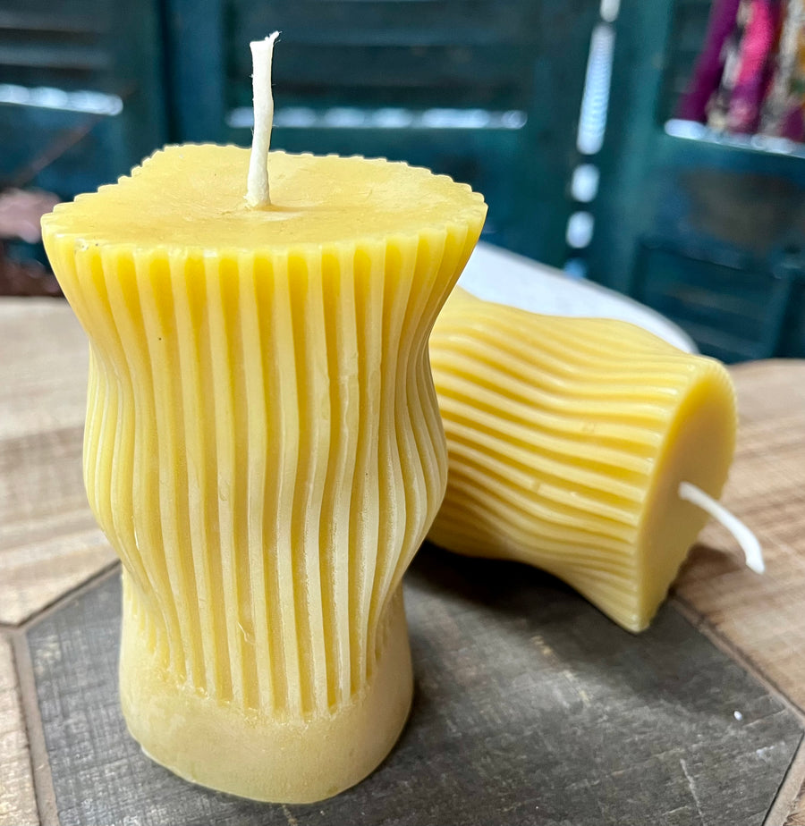 Handmade Curvy Beeswax Candle