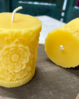 Handmade Beeswax Christmas Flower Candle
