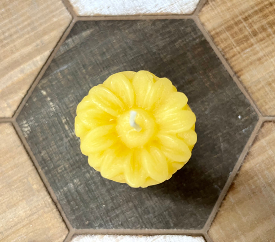 Handmade Beeswax Daisy Pillar Candle