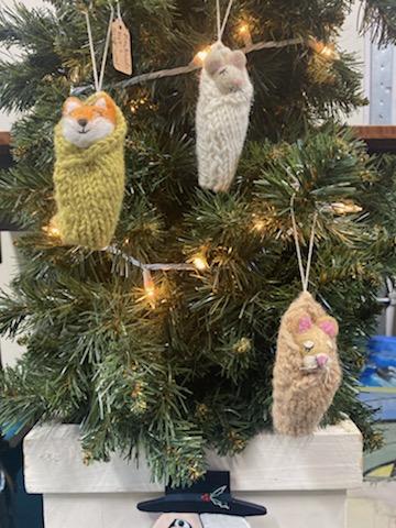 Cozy Grey Mouse Ornament