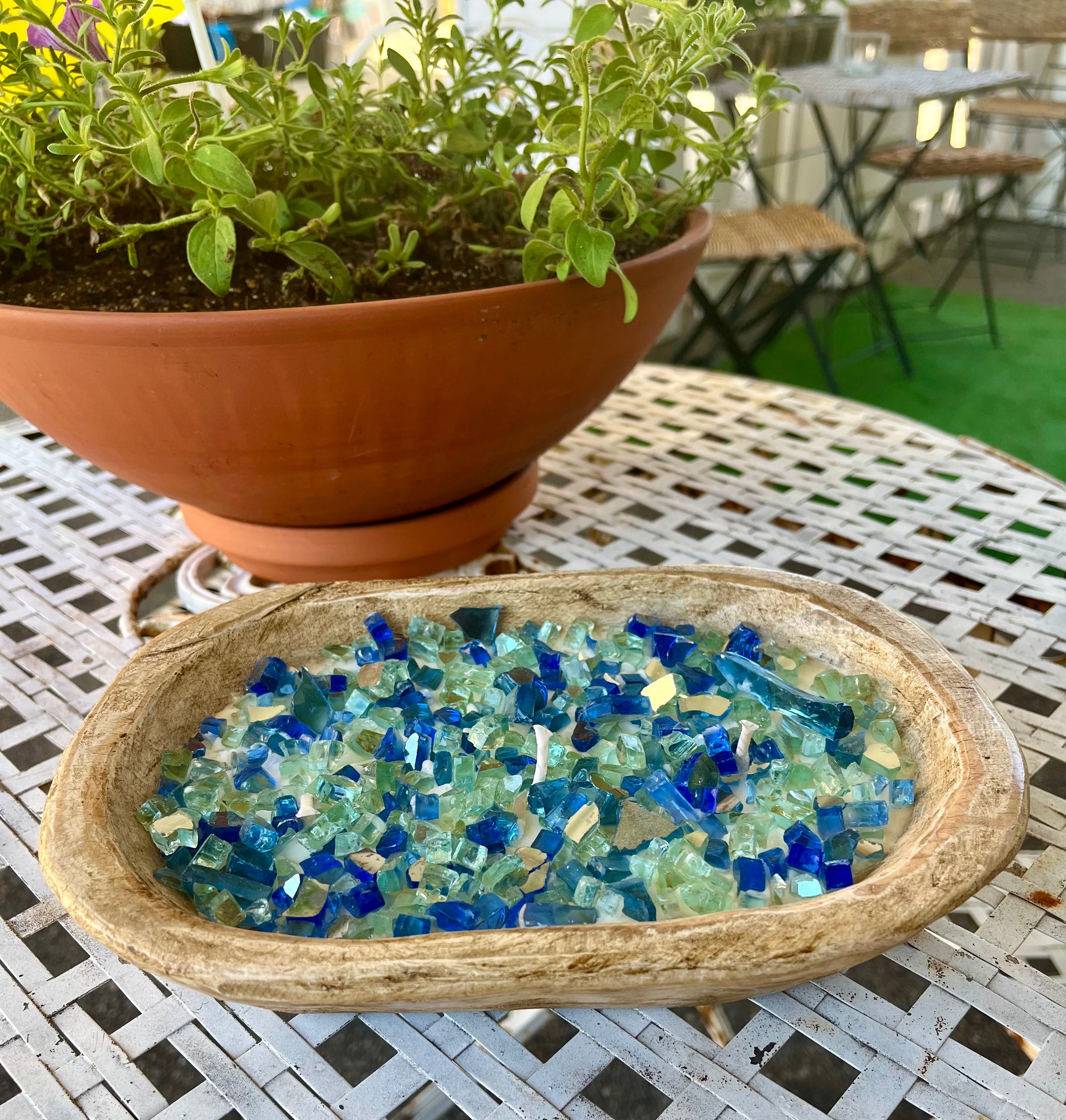 Sparkly Glass Citronella Candle