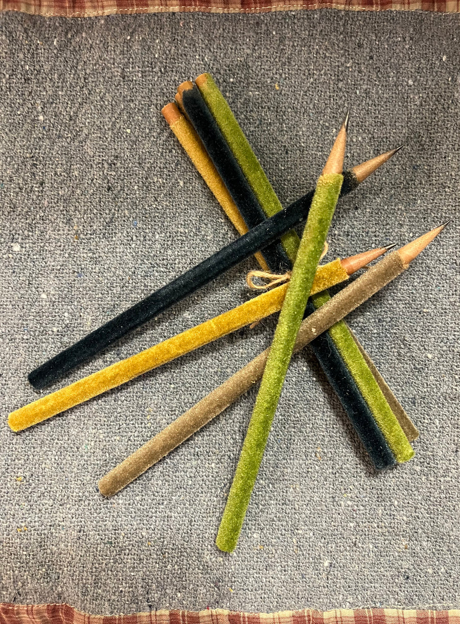 Velvet Covered Pencil Set