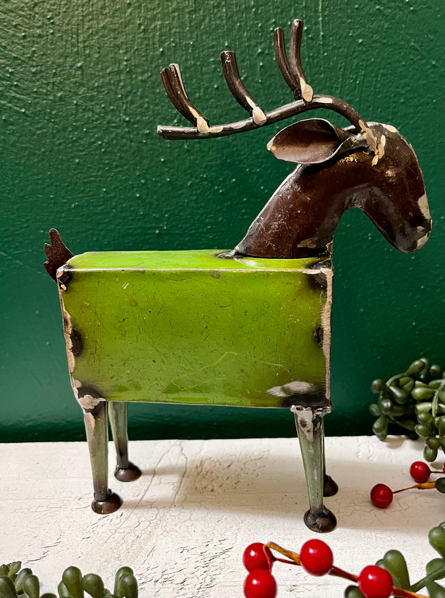 Recycled Metal Deer - Smaller Green Deer