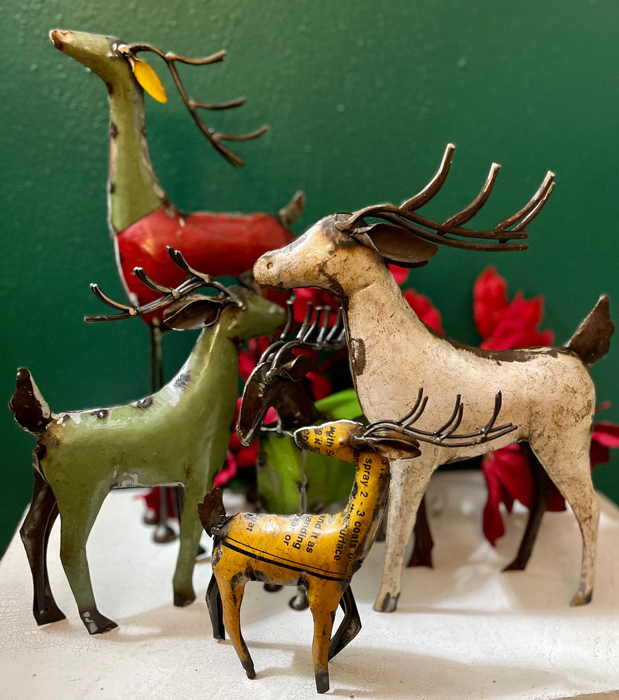 Recycled Metal Deer - Green Deer