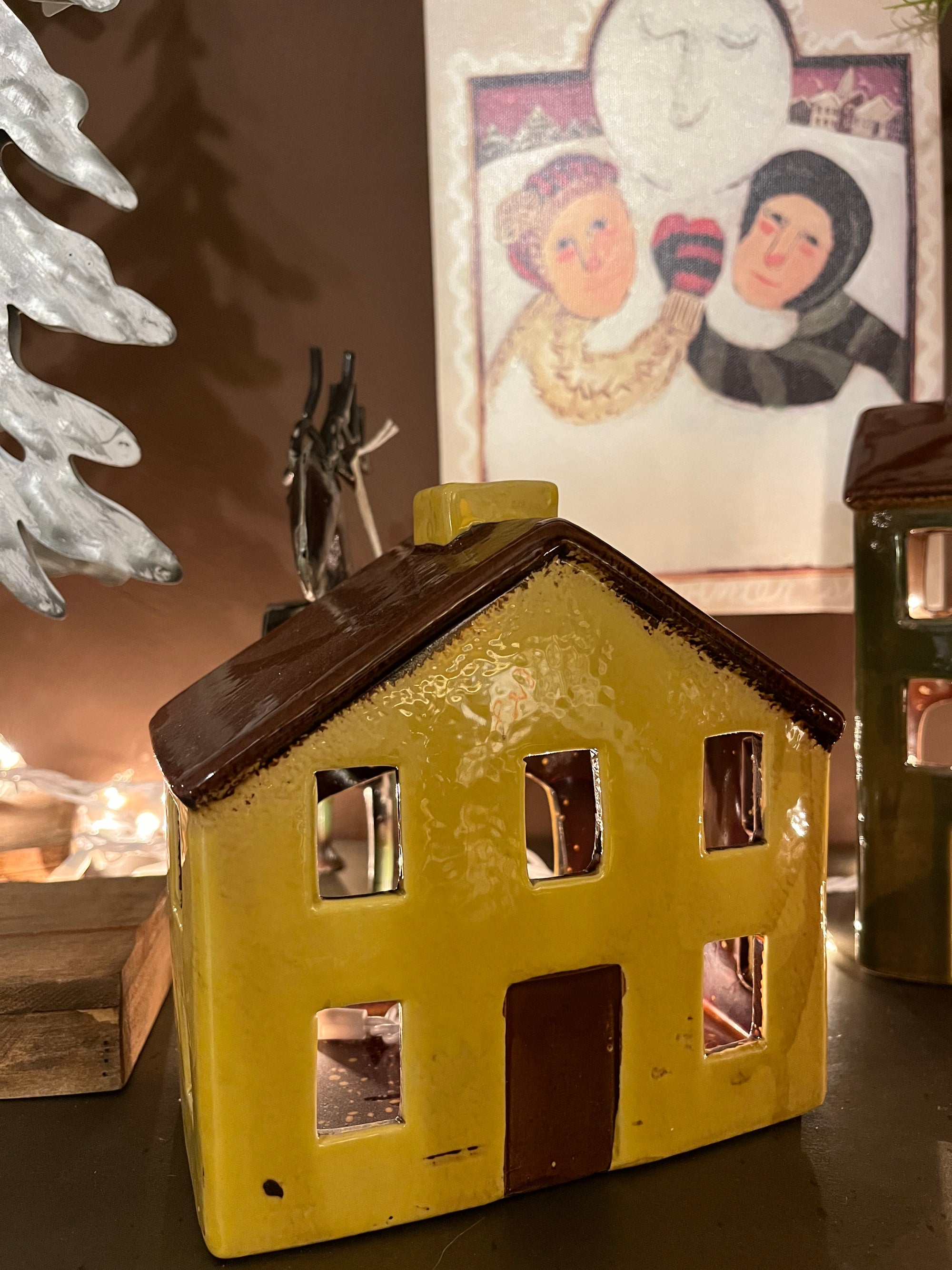 Ceramic Village Luminary - Yellow House