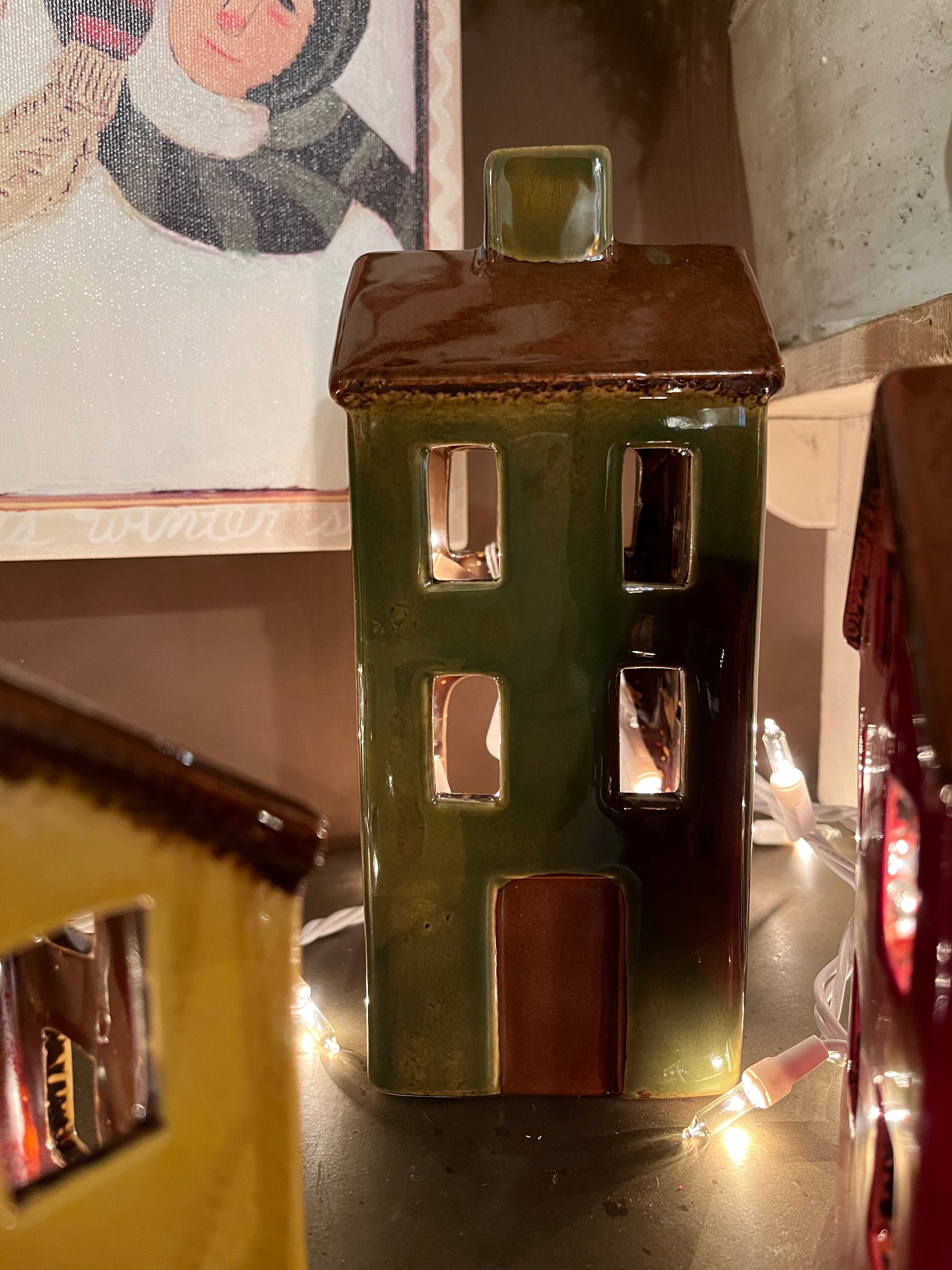 Ceramic Village Luminary - Green House