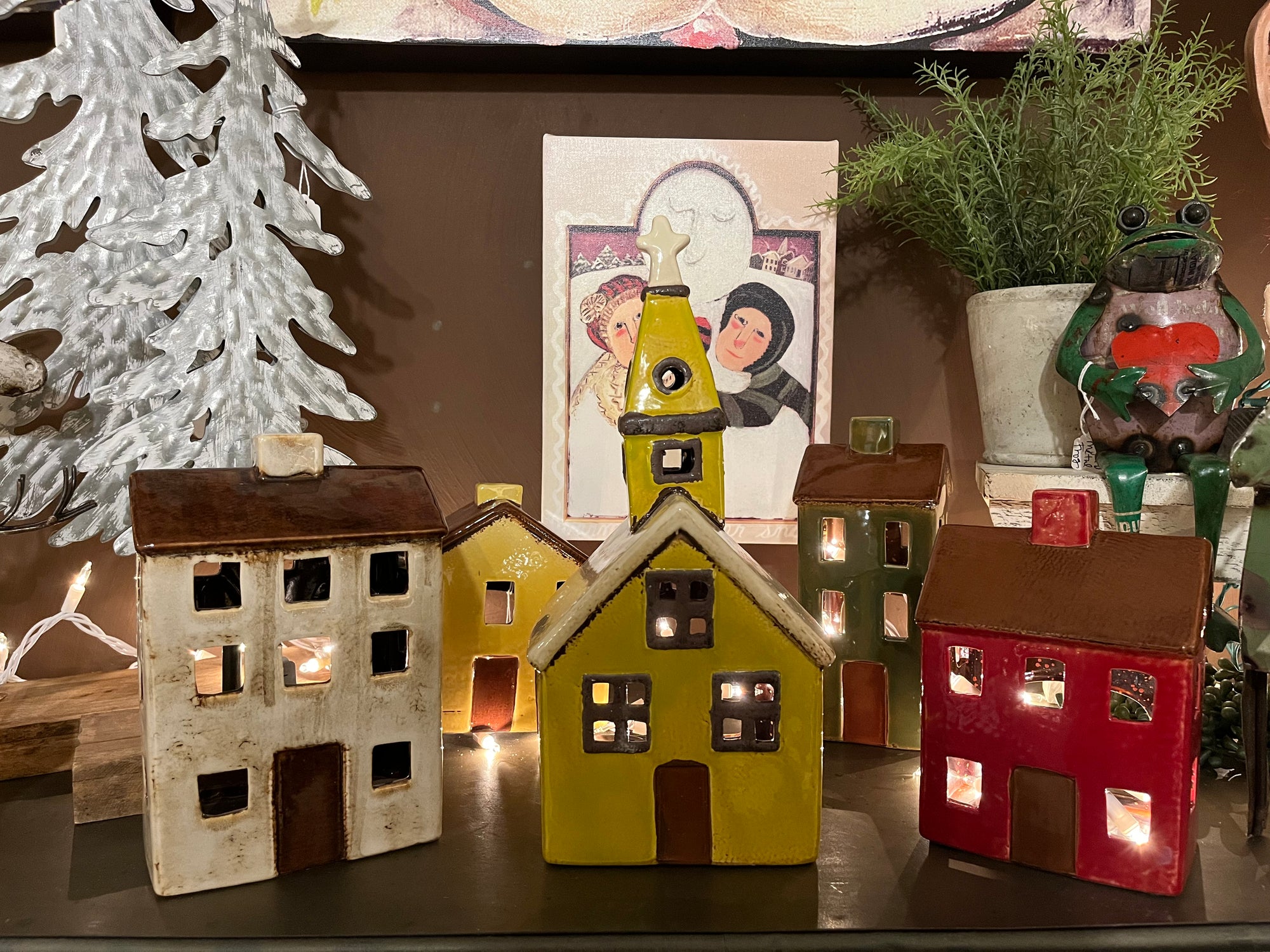 Ceramic Village Luminary - Yellow House