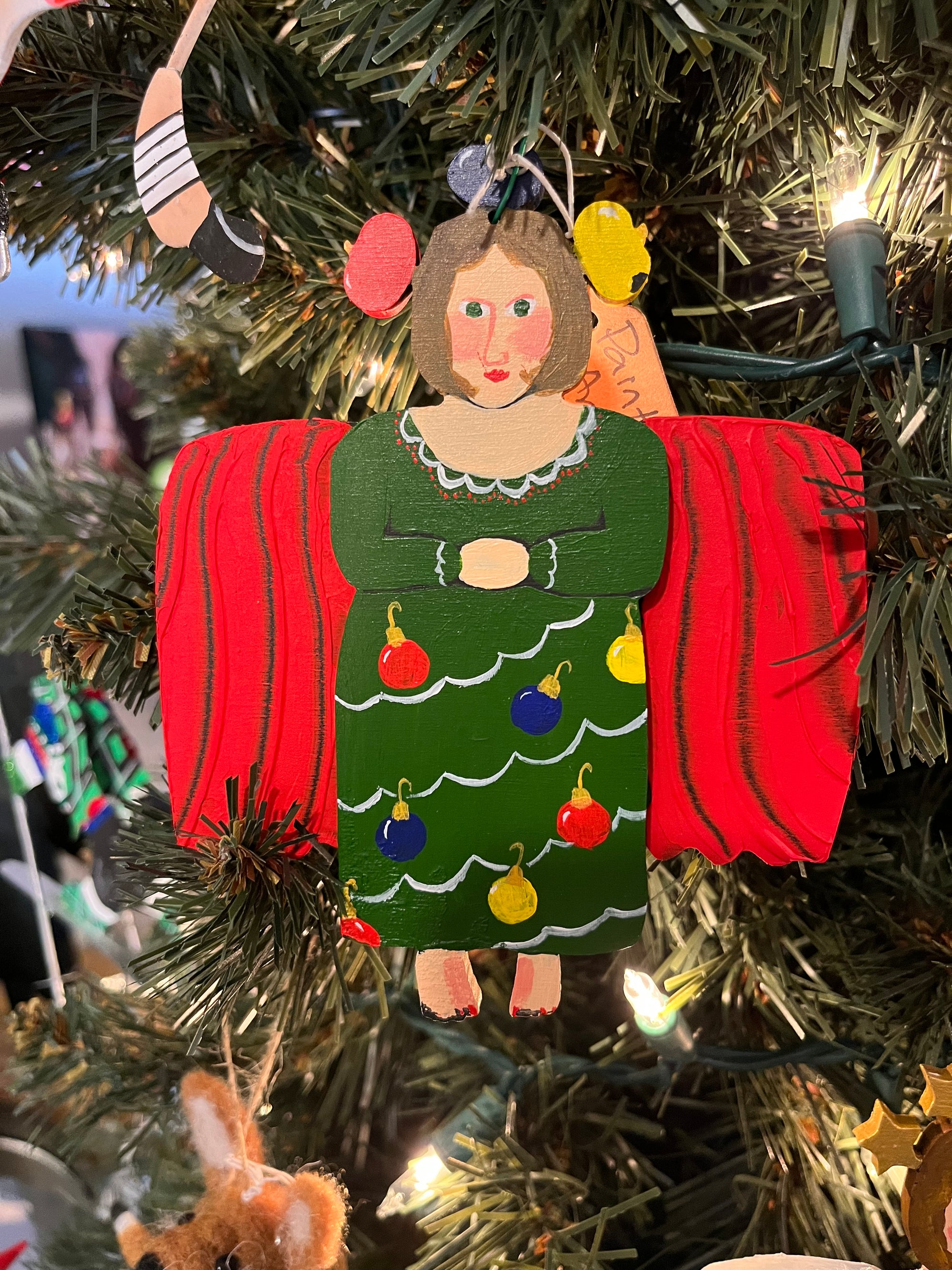 Hand Painted Angel - Green Dress