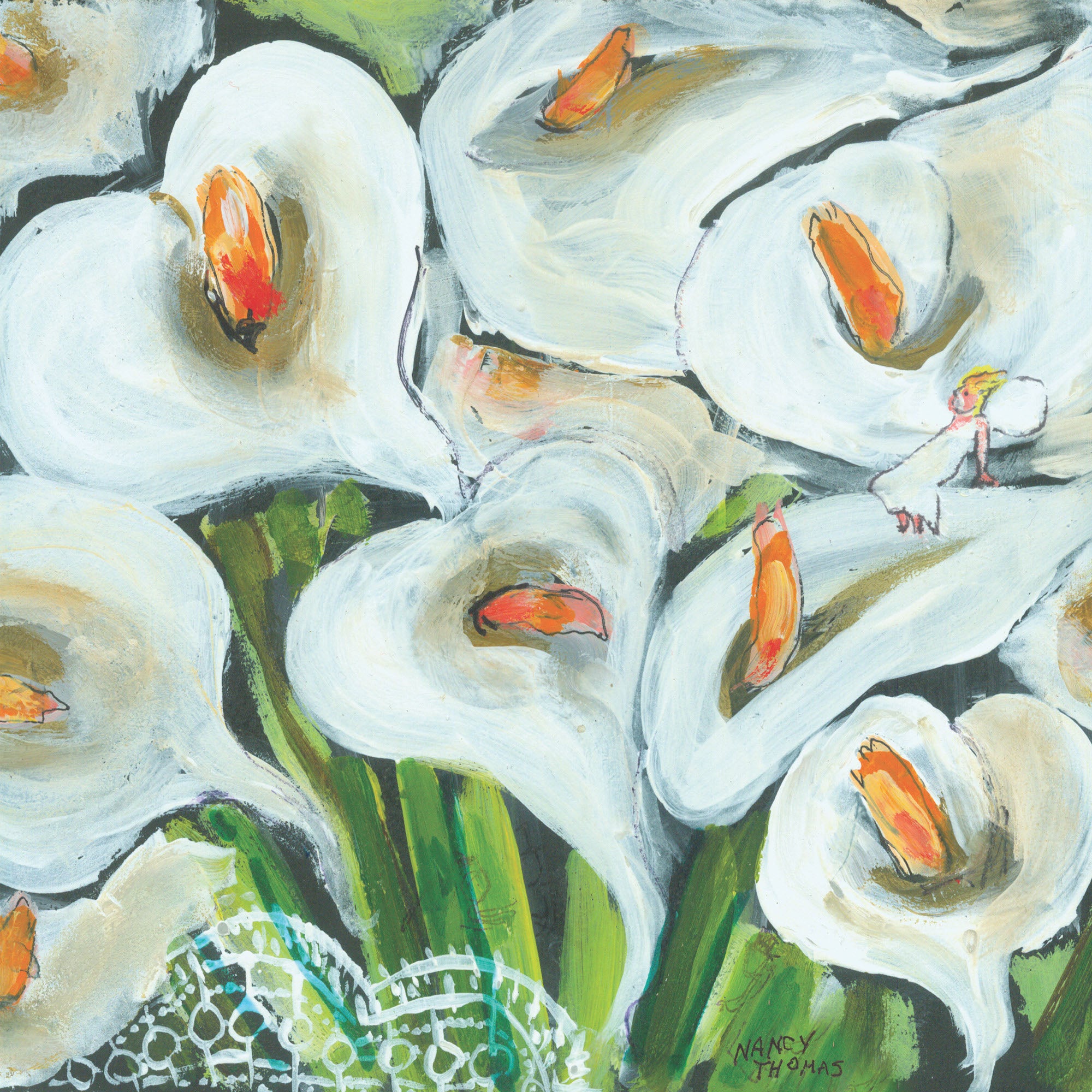 Nancy Thomas Gallery Shower Curtains - Lilies &amp; Sprites