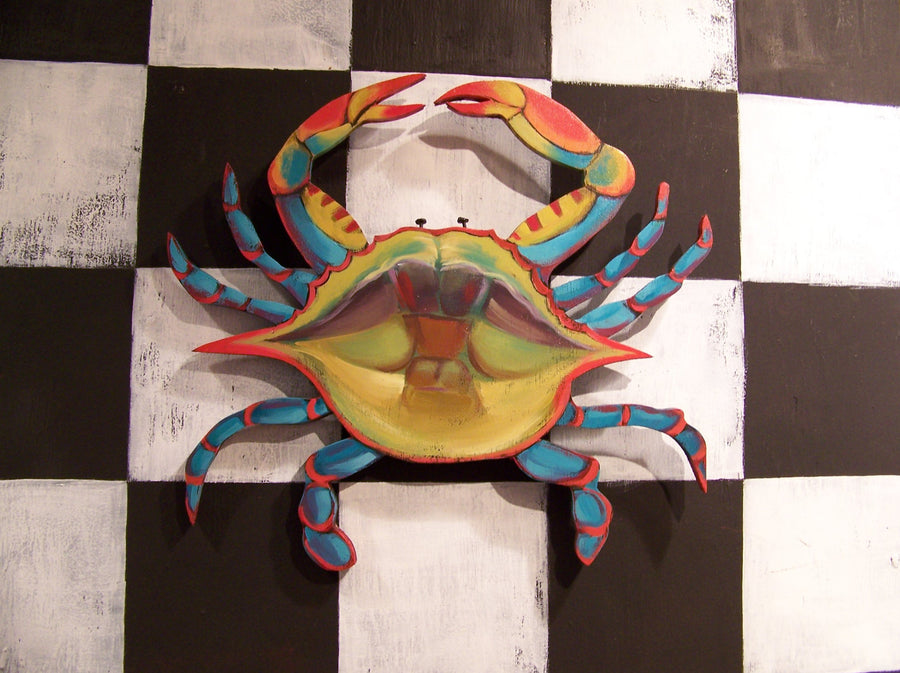 Colorful Crab - Wooden Wall Sculpture