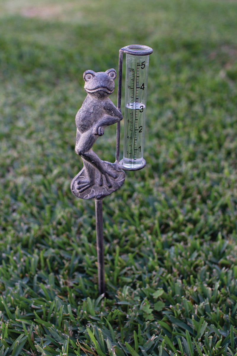 Rustic Iron Frog Rain Gauge