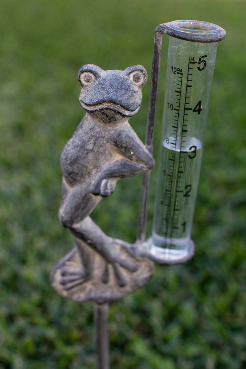 Rustic Iron Frog Rain Gauge