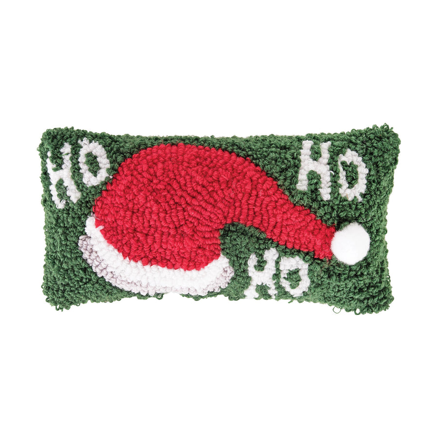 HoHoHo Santa Hat Hooked Pillow
