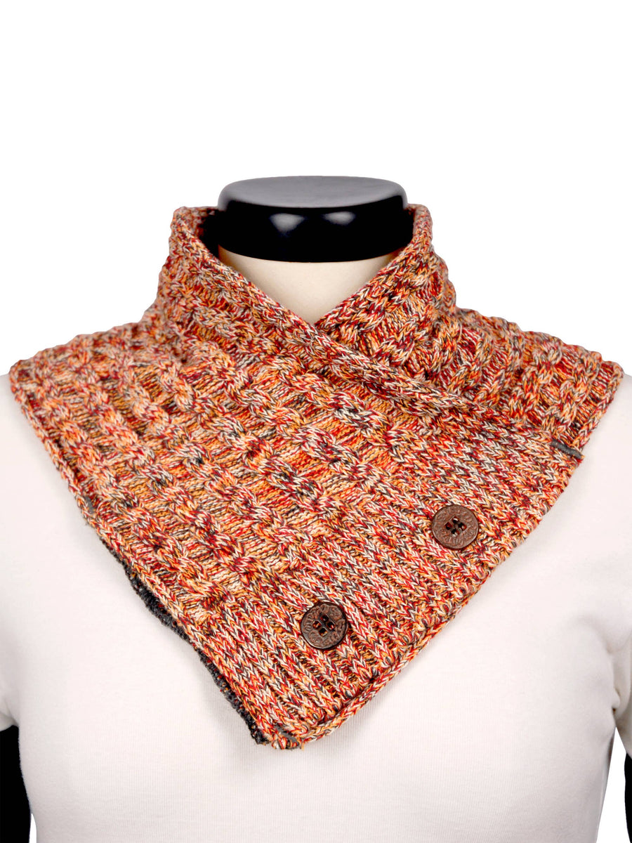 Cotton Cable Sweater Neckwarmer Cowl Scarf - Flame Spacedye