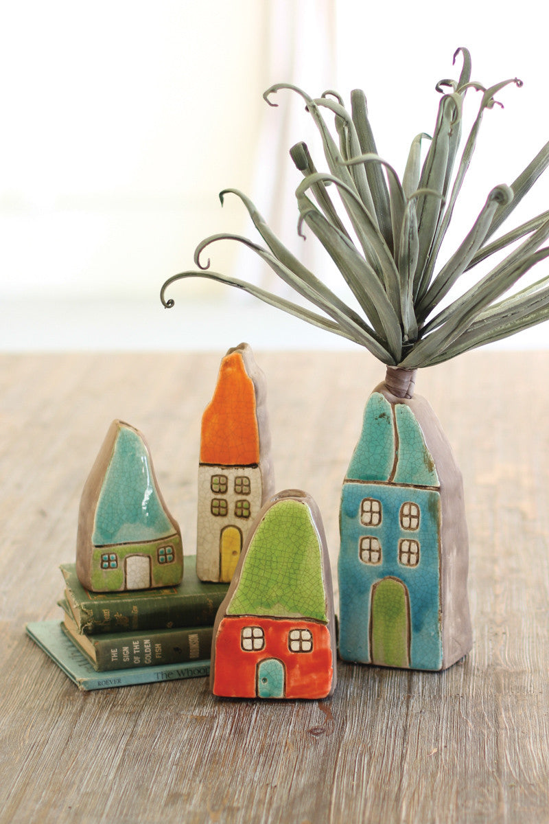 Crackled Finish Ceramic House Bud Vase
