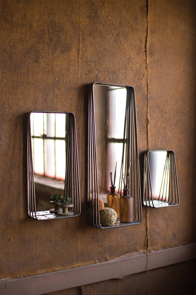 Metal Framed Mirrors with Shelves